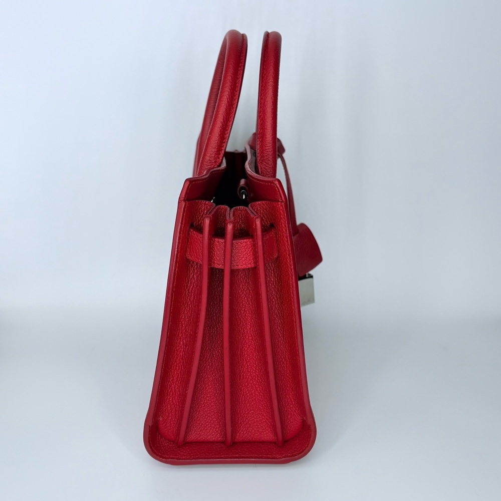 YSL Sac Du Jour Nano in Red Pebbled Leather - Picture 3 of 16